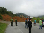 Clearing a landslide on the road to Bogota